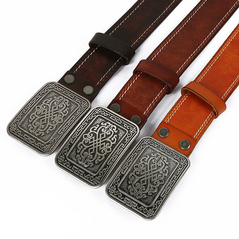 Unisex Auspicious Pattern Embossing Belts - Symbolic Fortune