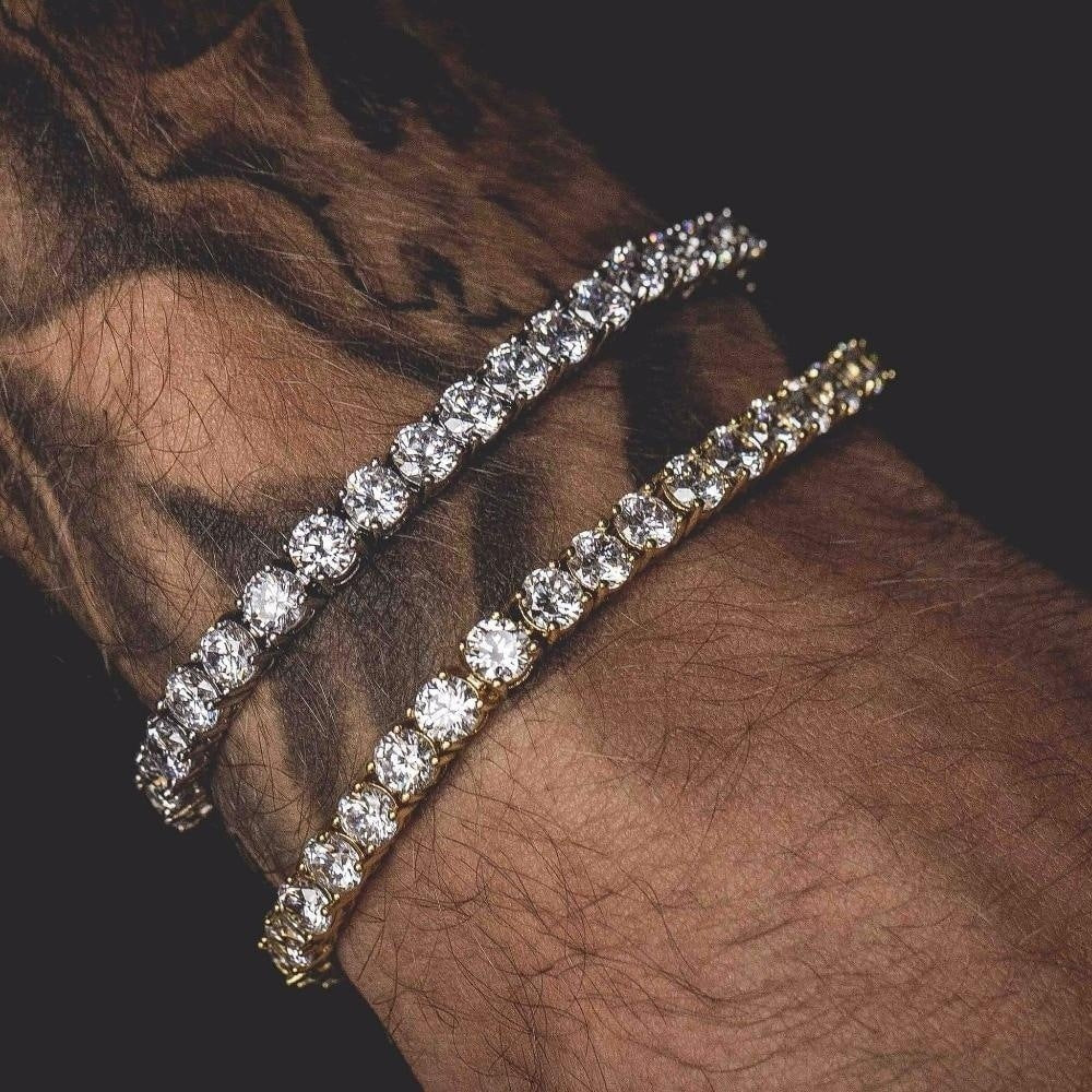 Hiphop-armband Iced Out Single Row Strass Chain Bling Tennis Charm Armband Zirkoniumarmband Länkkedja Smycken