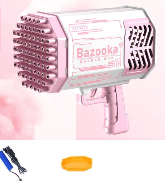 Bubble Gun Rocket 69 hål såpbubblor maskingevär form automatisk blåsare med lätta leksaker för barn Pomperos