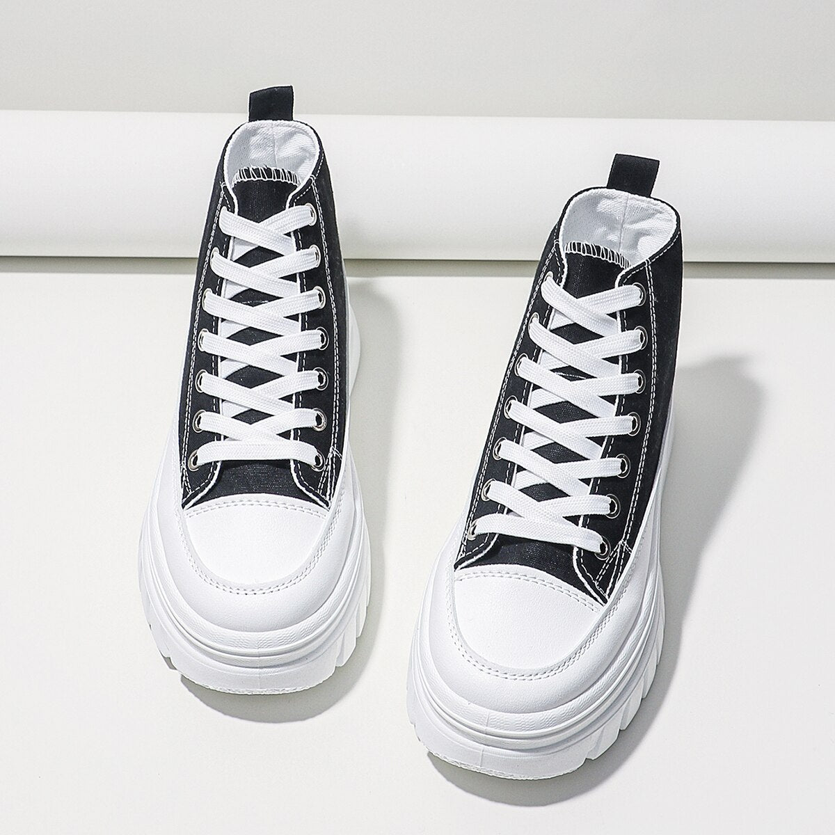 Women's High Top Platform Canvas Shoes - Height Increasing