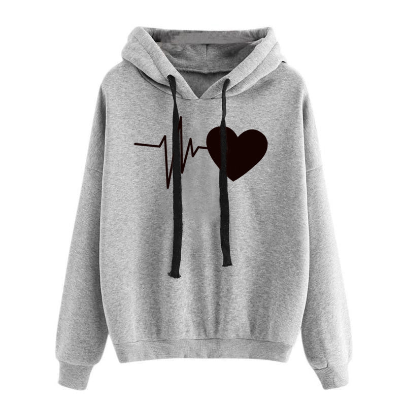 Hjärttryck Streetwear Hoodies Dam Sweatshirt Vår Höst Långärmad Hoodie Kläder