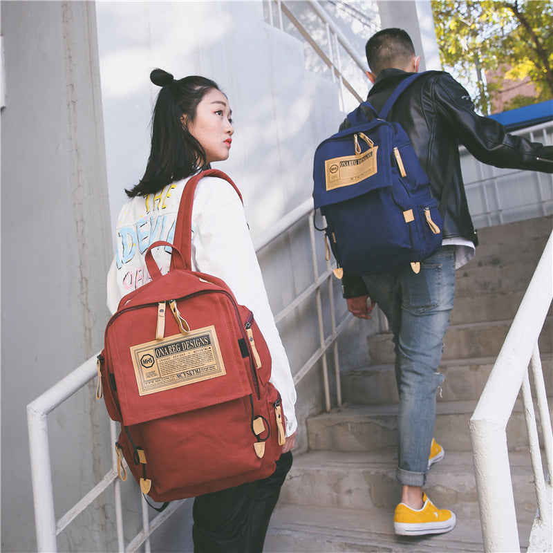 Koreansk Canvas-ryggsäck, resedator med stor kapacitet, ryggsäck för män, kvinnlig campusväska för högskolestudenter