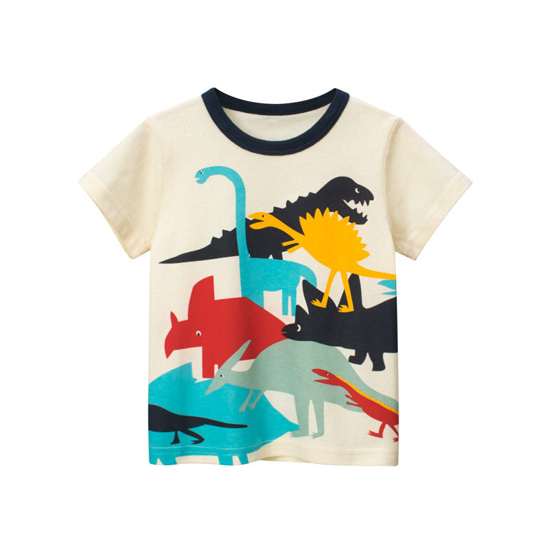 T-shirt à manches courtes pour garçons, vêtements pour enfants, dessin animé de dinosaure