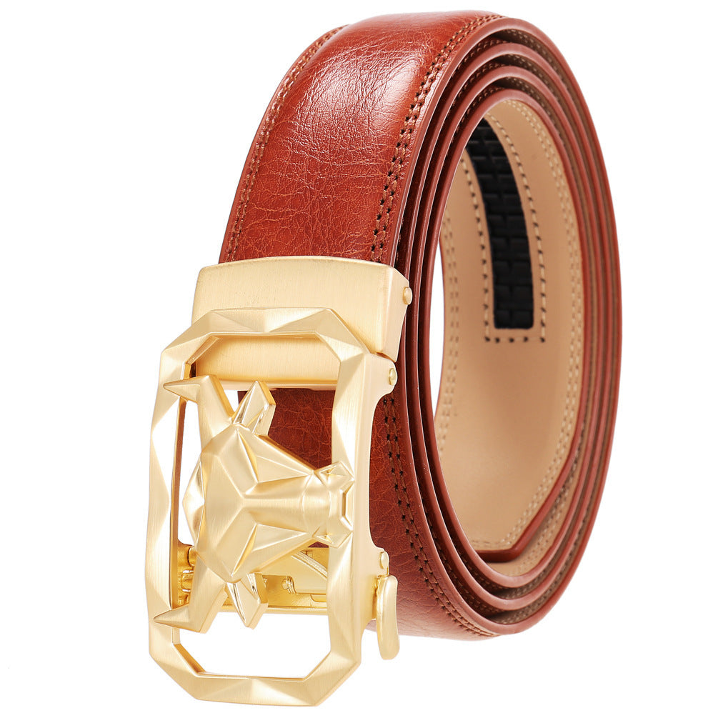 Men's Fashion Leather Belt Alloy Automatic Buckle - Style Versatility