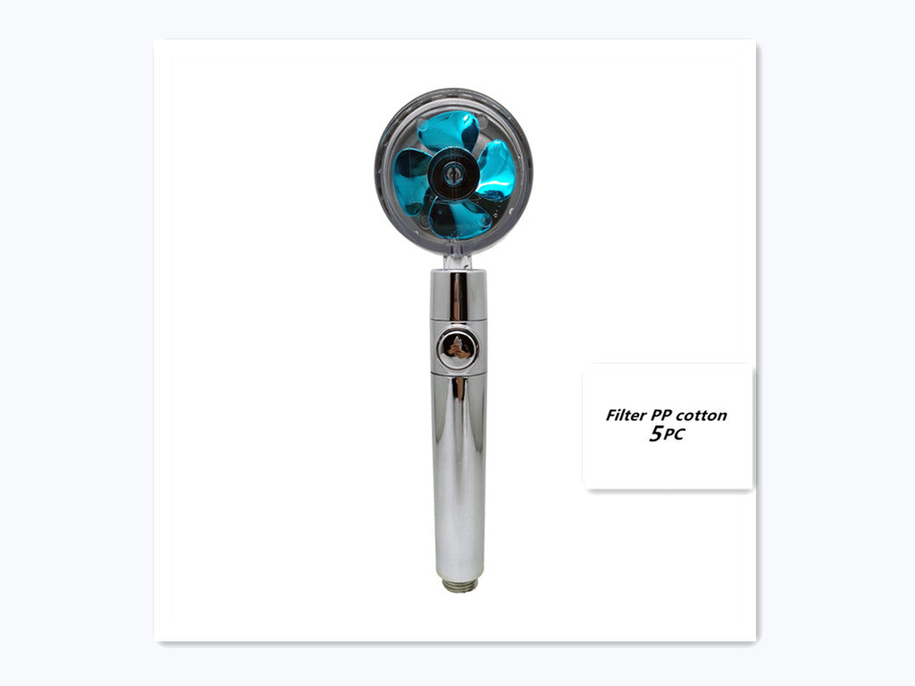 Pommeau de douche à hélice avec bouton d'arrêt et filtre en coton, buse de douche à main haute pression turbocompressée