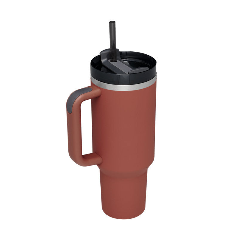 Alla hjärtans dag present termisk mugg 40 oz halm kaffe isoleringskopp med handtag Bärbar bil rostfritt stål vattenflaska stor kapacitet Resa BPA fri termisk mugg