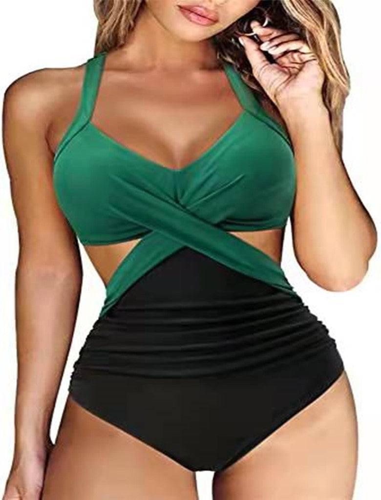 Flerfärgad Split Bikini Badkläder för damer
