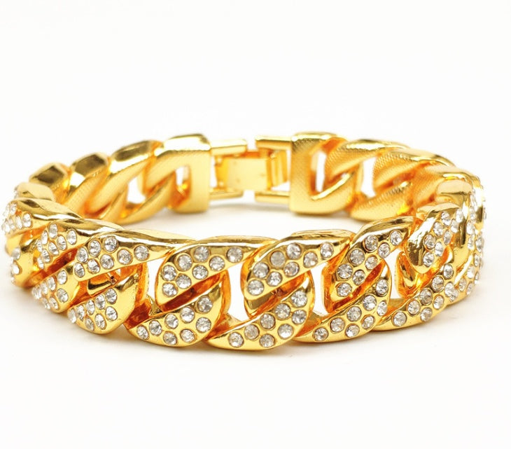 Full Diamond Cuban Chain Armband för män Dominerande Coolt trendigt armband