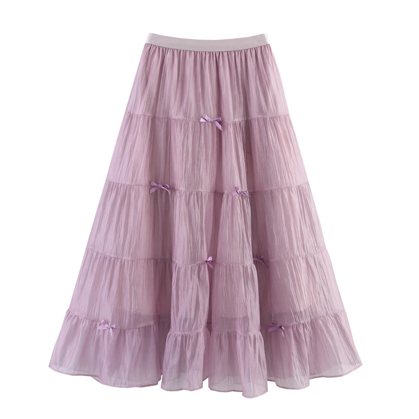 Professional Three-Dimensional Bow Fairy Gauze Cake Skirt - Polyester Multi-Layer (5 Colors, Free Size, College Style)
