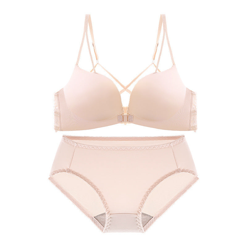 Front Button Underwear Women Without Steel Ring Gathering Bra