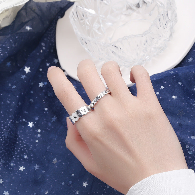 Sterling Silver Heart Sutra Ringar för män och kvinnor