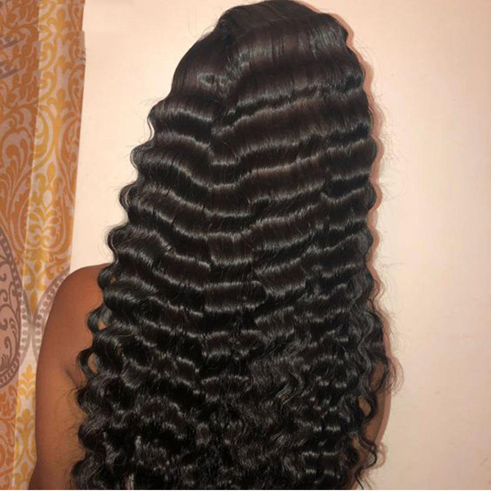 Människohår 28 30 Deep Wave Lace Frontal Peruker 13 4 Front Peruker