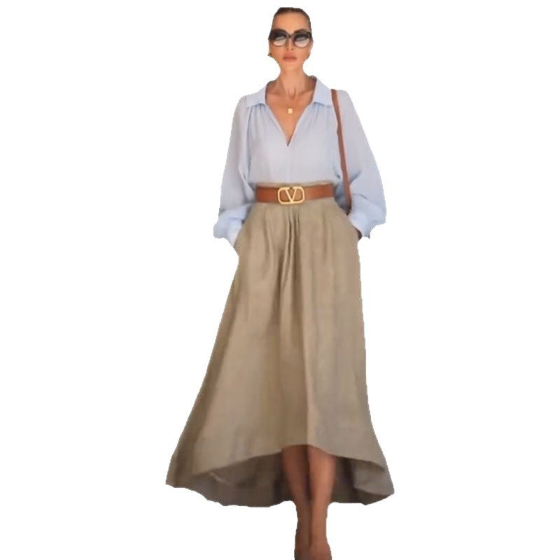 Professional Split High Waist Elastic Long Holiday Skirt - Premium Fabric (Comfortable Fit, Elegant Split Design)