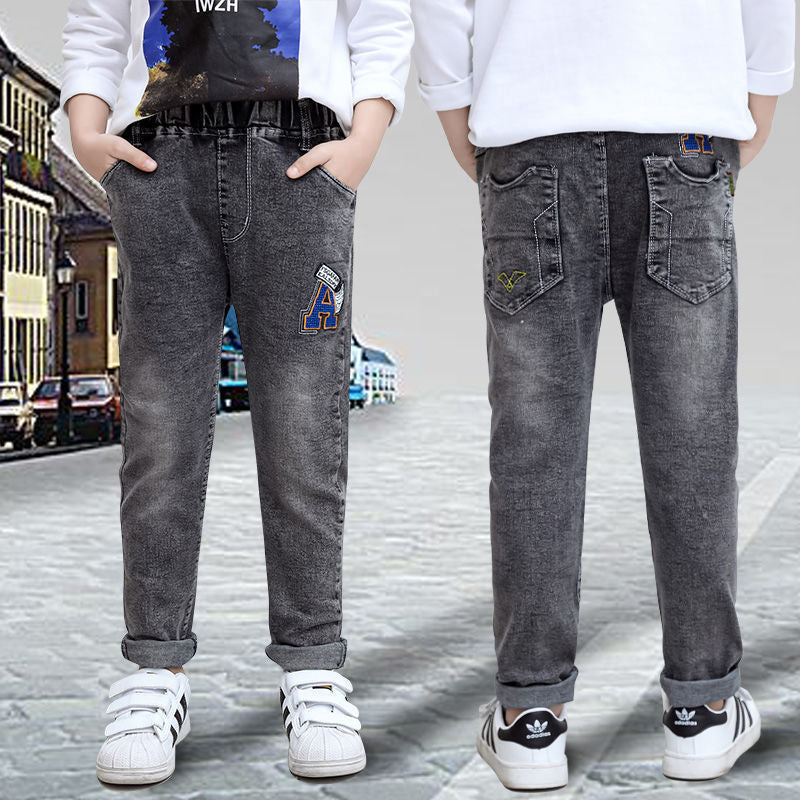 Pojkjeans Höst och vinter Nya ett stycke sammet