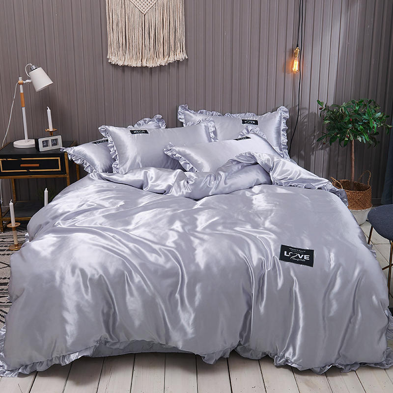Pure Color Washed Silk Lakan Ice Silk Fyrdelad Lakan Påslakan