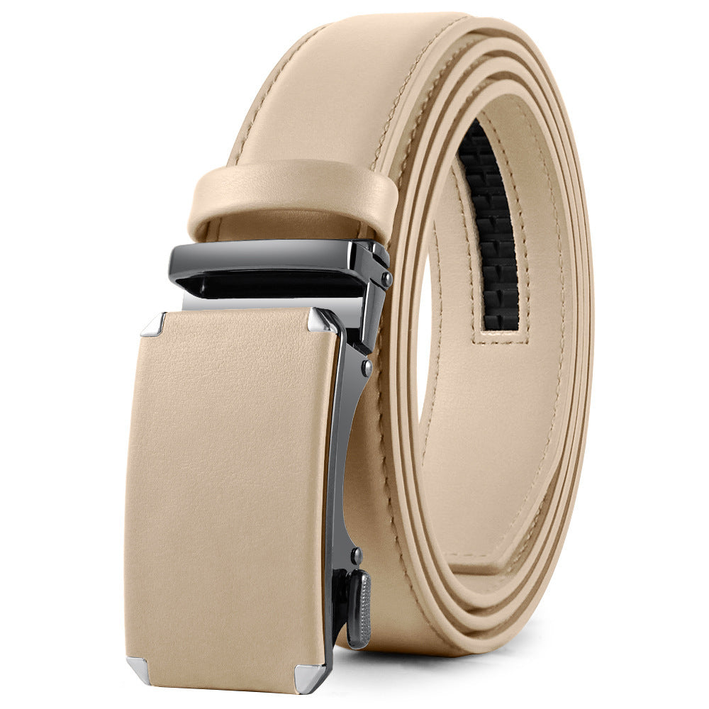 Men's Fashion Veneer Automatic Alloy Buckle Cowhide Belt - Sophisticated Elegance