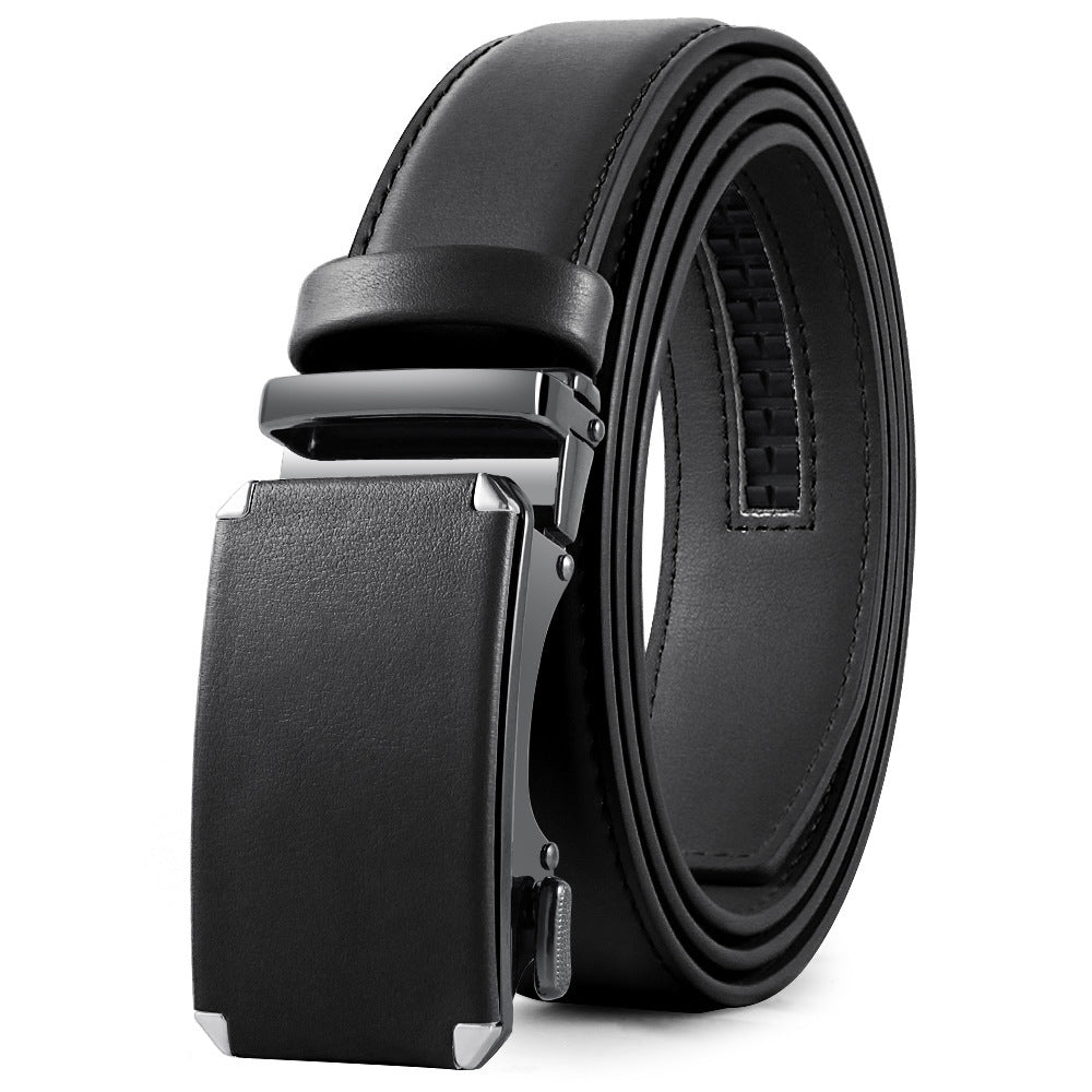 Men's Fashion Veneer Automatic Alloy Buckle Cowhide Belt - Sophisticated Elegance