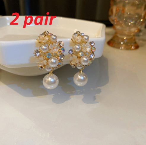 French Style Personalized Fashion Pearl Flower Earrings