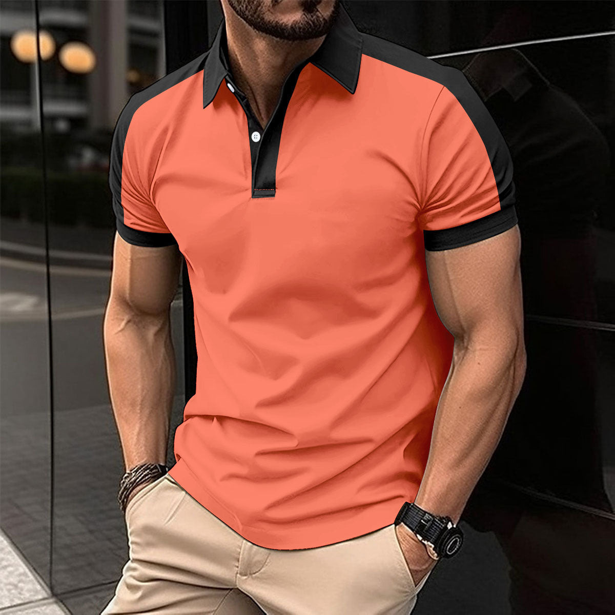 Herr Kortärmad Business-skjorta Sommar Casual Poloshirts