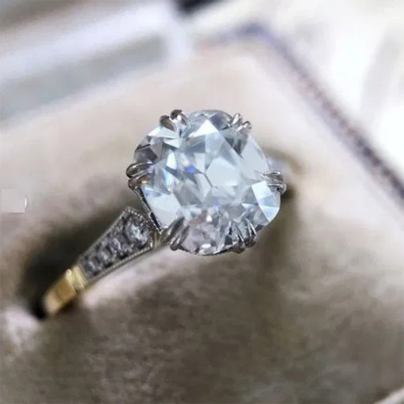 Bijoux à main en laiton plaqué, bague pour femmes en Zircon bicolore