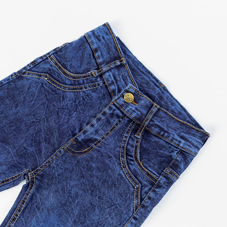 Pojkjeans med smala, platta stretchiga långa jeans