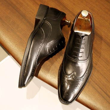 Men's Oxford Leather Shoes with Rubber Sole