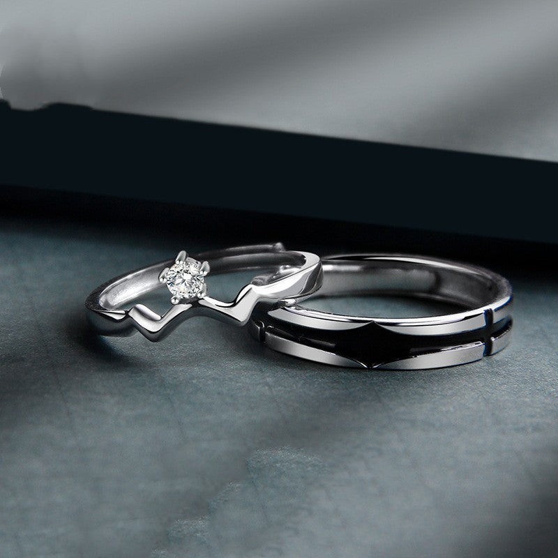 Paire de bagues en argent sterling S925 pour femmes et hommes