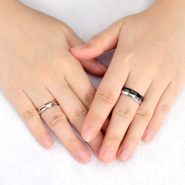 Personalized Titanium Steel Couple Rings - 6mm/4mm