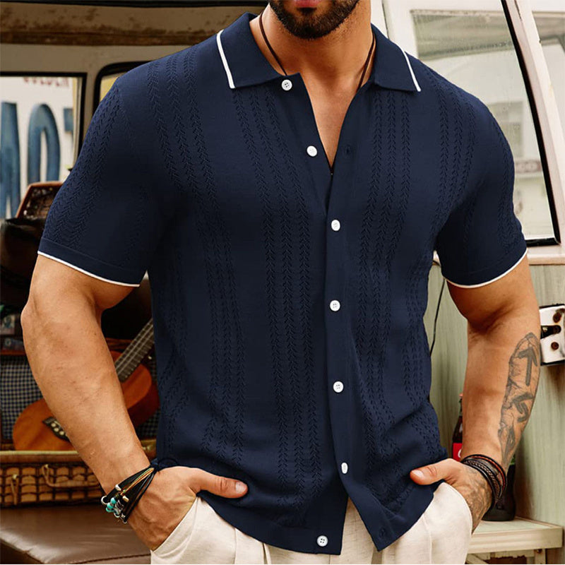 Polo d'été à manches courtes pour hommes, haut à revers avec boutons, vêtements d'affaires à la mode