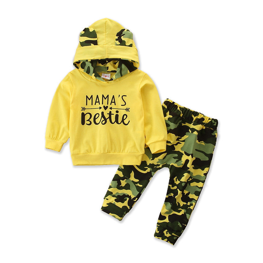 Pull à capuche pour filles, petit costume Type Ins, Camouflage, ensemble 2 pièces, printemps et automne