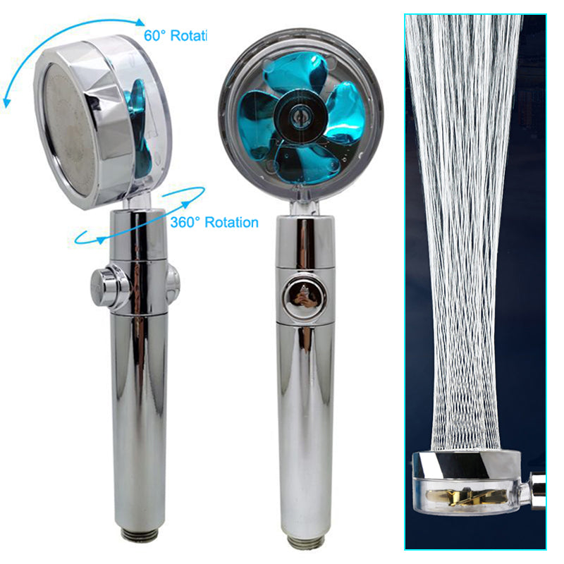 Pommeau de douche à hélice avec bouton d'arrêt et filtre en coton, buse de douche à main haute pression turbocompressée