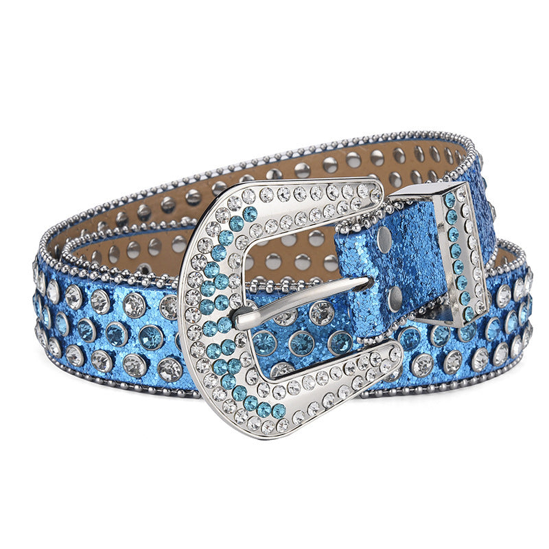 Unisex Alloy Punk Rock Rivet Rhinestone Belt - Rebellious Edge