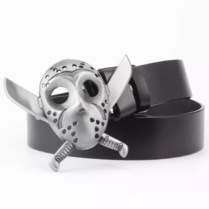 Men's Casual Skull Decorative Two-Layer Cowhide Belt - Rebellious Style