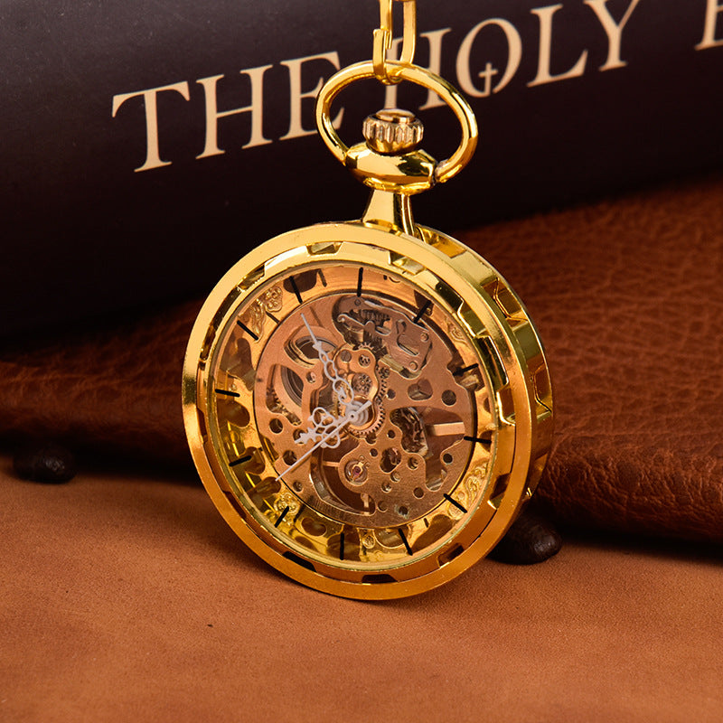 Retro Bronze Steampunk Quartz Pocket Watch Stainless Steel Chain Necklace 30cm For Men For Women With Gift Box - Vintage Unique Elegant Unisex