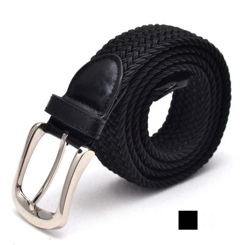 Unisex Braided Elasticated Stretch Canvas Student Belt - Flexible Comfort
