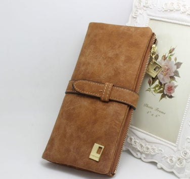 Nubuck Leather Zipper Wallet
