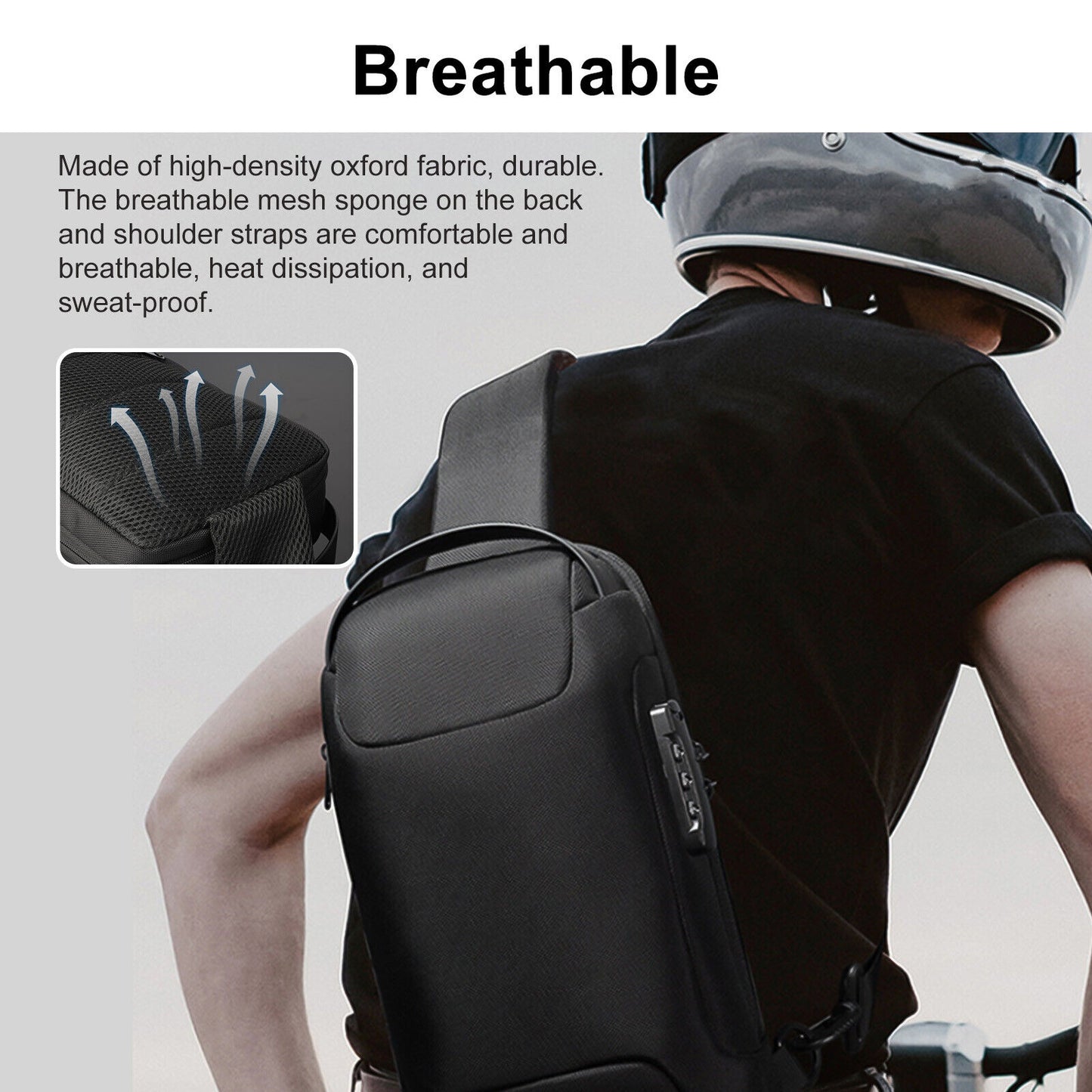Sacs à bandoulière multifonctions Oxford imperméables pour hommes Sacs à bandoulière antivol Sac de poitrine à bandoulière pour homme Sac à bandoulière étanche antivol Sac à dos Pack USB