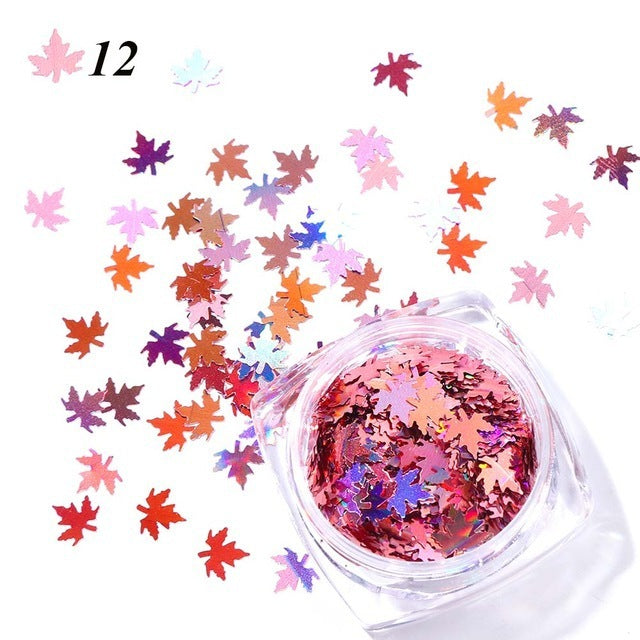 Autumn Maple Leaf 3D Sequins - Mixed Color Gradient | Leaf Drop Design 1 Box Set