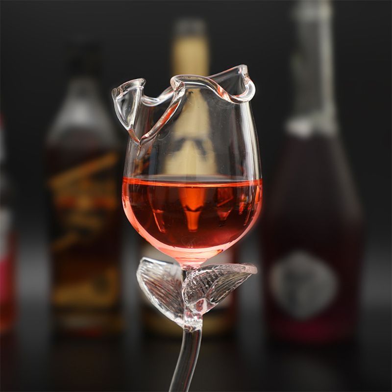 Fint rött vinglas vincocktailglas 100ml rosenblomsformat vinglas fest barbehör dricksglas