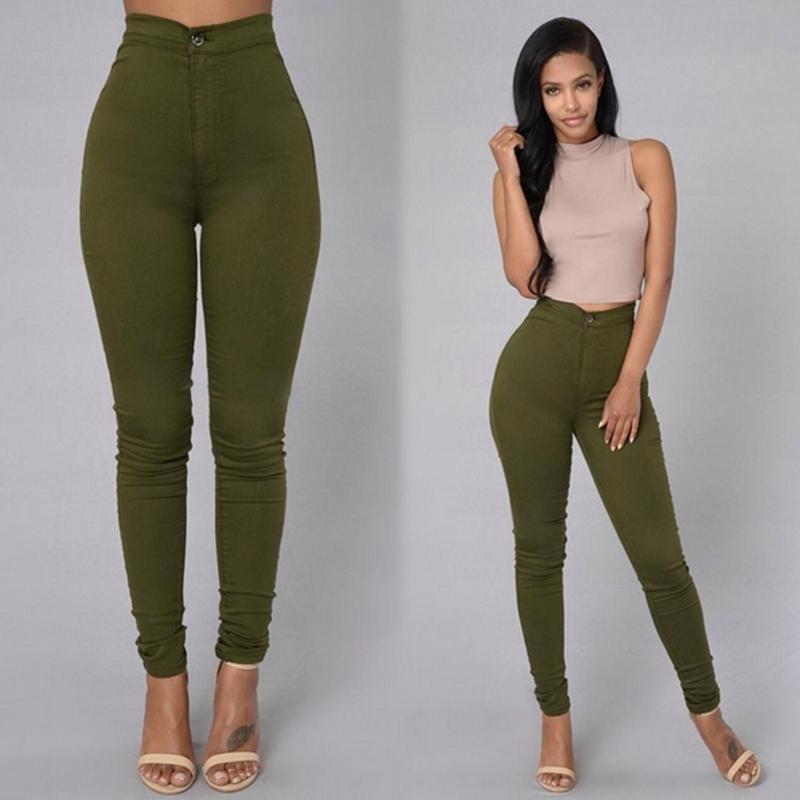 Leggings thin waist stretch pencil pants tight candy colored jeans