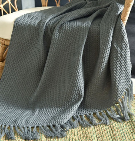 Sunday Cozy Fringed Knitted Blanket