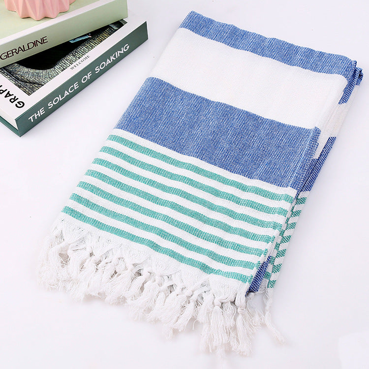 Serviette de plage rayée en coton 100x180cm