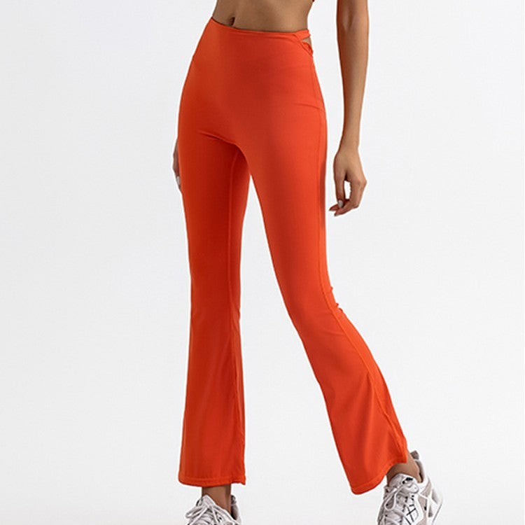 Hollow Sports And Fitness Running Training Bell-bottom Pants - Ventilated Performance