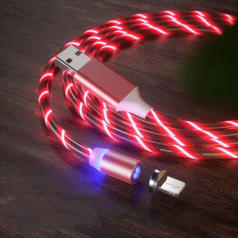 Magnetisk laddningskabel Streamer Snabbladdningskabel Belysning Micro USB-kabel LED Magnetladdare Type-C-kabel