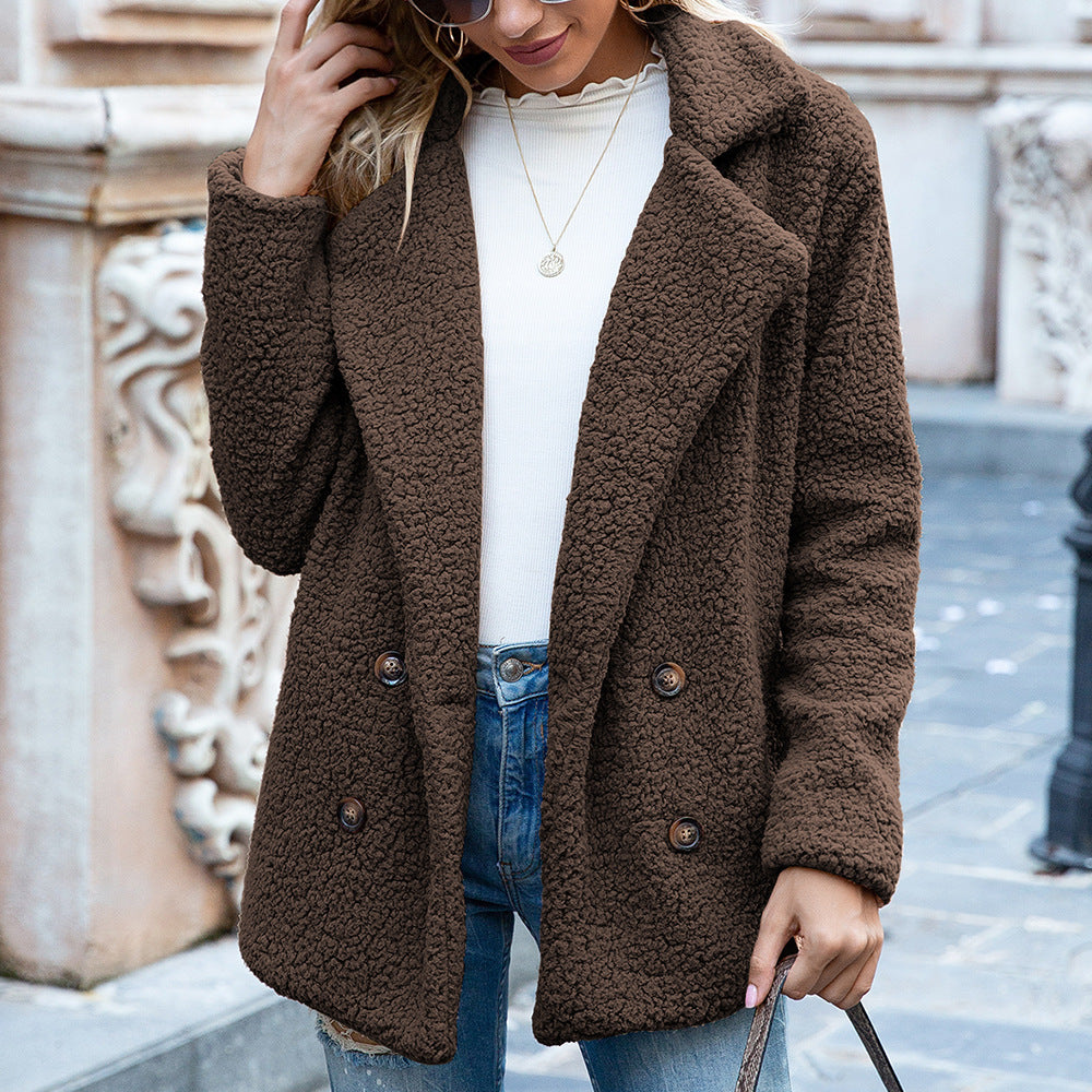 Women's Winter Coat - Loose Lapel Fluffy Coat