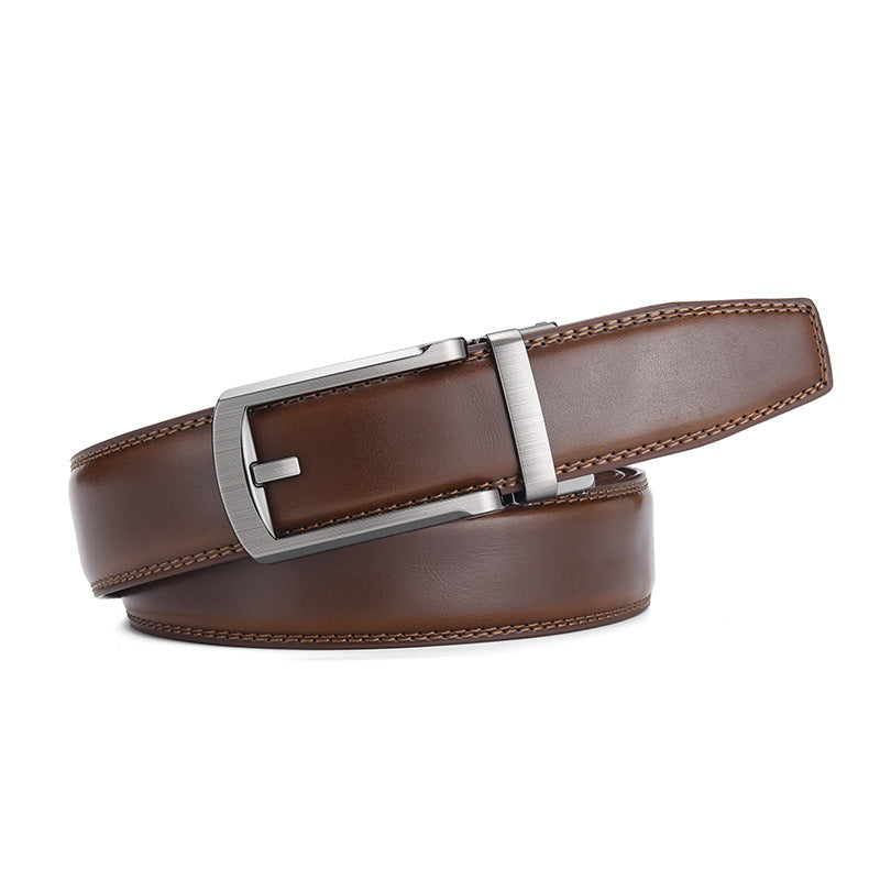 Men's Automatic Buckle Pure Cowhide Pant Belt - Authentic Sophistication