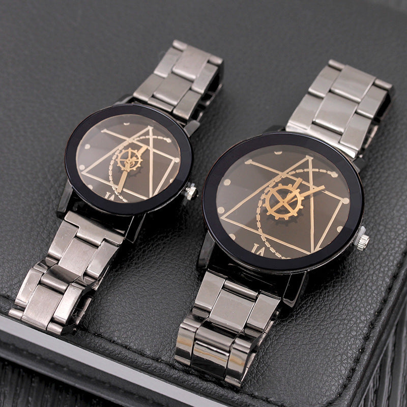 Montre en acier à plateau tournant avec boussole, équipement de mode, montres de Couple pour hommes et femmes