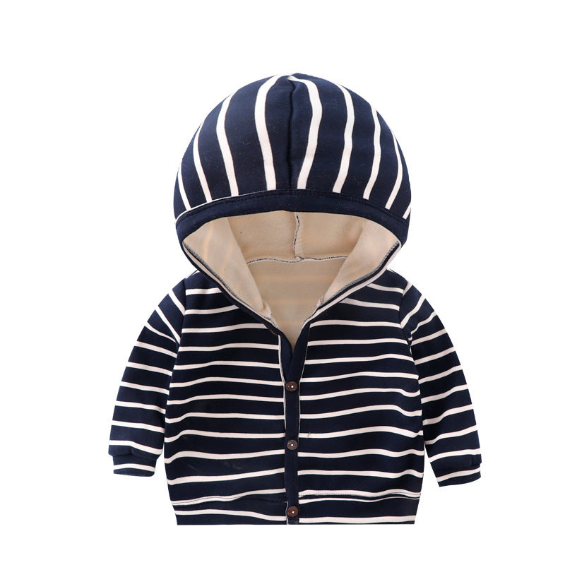 Pull à capuche pour enfants et veste cardigan rembourrée en velours