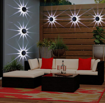 Éclairage de clôture de jardin applique murale solaire décor à la maison lampe solaire ronde Led