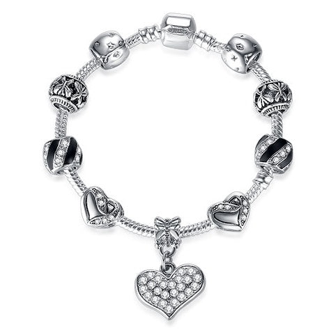 Damarmband 925 Unikt Silverkristallarmband för kvinnor DIY Pärlarmband och armband Smycken Present